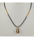 Collier "Cauri" Banditas, Onyx facettes et Cauri Vermeil montés sur Gold Filled 14K, pour femme 