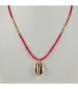 Collier "Cauri" Banditas, Bambou de mer, Hématite et Cauri Vermeil montés sur Gold Filled 14K, pour femme 