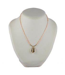 Collier "Cauri" Banditas, Bambou de mer corail, Hématite et Cauri Vermeil montés sur Gold Filled 14K, pour femme 