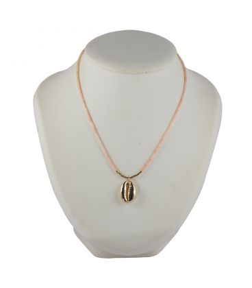 Collier "Cauri" Banditas, Bambou de mer corail, Hématite et Cauri Vermeil montés sur Gold Filled 14K, pour femme 