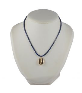 Collier "Cauri" SL bijoux, Lapis Lazuli carré et Cauri Vermeil montés sur Gold Filled 14K, pour femme