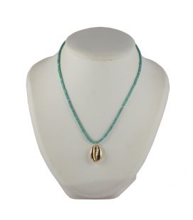 Collier "Cauri" Banditas, Turquoise carré et Cauri Vermeil montés sur Gold Filled 14K, pour femme 