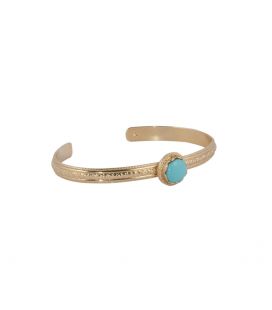 Jonc Banditas Bijoux Créations en Vermeil travaillé et Turquoise verte, fait main, pour femme 