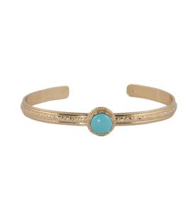 Jonc Banditas Bijoux Créations en Vermeil travaillé et Turquoise verte, fait main, pour femme 