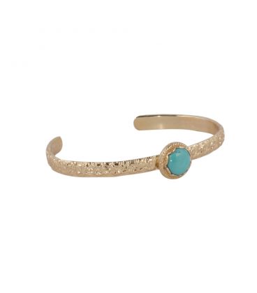 Jonc Banditas Bijoux Créations en Vermeil travaillé et Turquoise, fait main, pour femme 