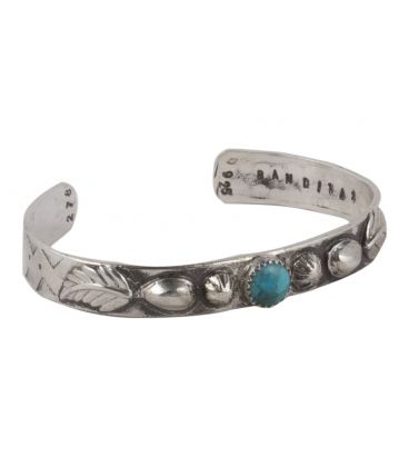 Banditas Creations Cuff, Stamped Silver and "Carico Lake", for women