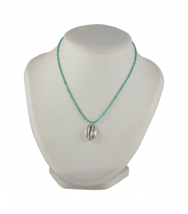 COLLIER CAURI, ARGENT ET AGATE VERTE, POUR FEMME