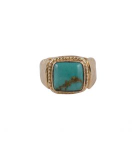 Bague "Ailettes" Turquoise carrée, création originale Banditas en plaqué Or, fait main, pour femme