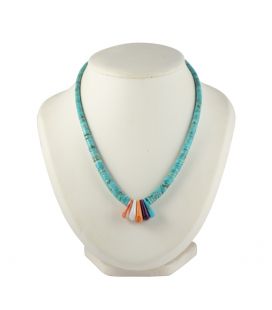 COllierPueblo en Turquoise et Spiney Oyster, entièrement fait main, pour homme et femme