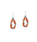 Boucles d'oreilles Pueblo en Corail et Turquoise, entièrement fait main, pour femme