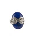 BAGUE TOUAREG EN ARGENT ET LAPIS LAZULI, COLLECTION AFRIQUE, POUR FEMME