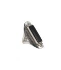 African Engraved Ring, forged Silver and Onyx, for women