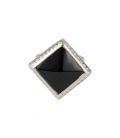 African Engraved Ring, forged Silver and Onyx, for women