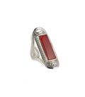 GROSSE BAGUE TOUAREG, ARGENT ET CORNALINE, COLLECTION AFRIQUE, POUR FEMME 