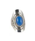 African Engraved Ring, forged Silver and Onyx, for women