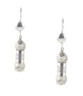 BOUCLES D'OREILLES TOUAREGS CYLINDRE EN ARGENT ET HOWLITE, COLLECTION AFRIQUE, POUR FEMME