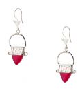 BOUCLES D'OREILLES TOUAREGS, EN ARGENT ET PERLES DE VERRE ROUGES, POUR FEMME ET ENFANT 