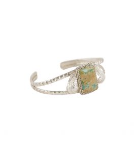 Bracelet Banditas Créations en Argent et Turquoise rectangle, fait main, pour femme