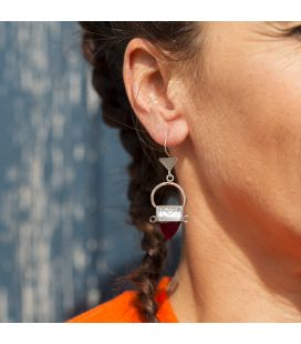 TUAREGS WOMEN EARRINGS, SILVER AND GLASS BEADS