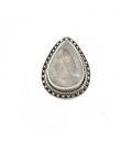 Indian Ring, big drop Labradorite on forged Silver, for woman