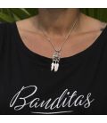 Liquid Silver necklace. Rectangle pendant and Silver feathers, for women and girls.