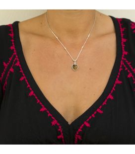 Collier "liquid Silver" et coeur en Oeil de Tigre, pour femme et enfant 