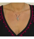 COLLIER Zuni "LIQUID SILVER" , pendentif multipierres, Argent et pierres, pour femme et enfant 