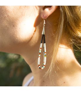 Boucles d'oreilles Pueblo doubles en pierre, par Dorene Calabaza, entièrement fait main, pour femme