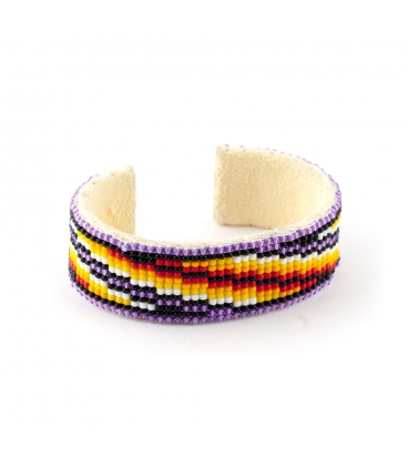 NATIVE AMERICAN NAVAJO CUFF IN EMBROIDERED BEADS by Artist Jacqueline Cleveland