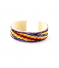 BRACELET MANCHETTE, AMÉRINDIEN NAVAJO, PERLES DE ROCAILLES TISSEES, par Jacqueline Cleveland