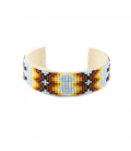 BRACELET MANCHETTE, AMÉRINDIEN NAVAJO, PERLES DE ROCAILLES TISSEES, par Jacqueline Cleveland