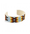 BRACELET MANCHETTE, AMÉRINDIEN NAVAJO, PERLES DE ROCAILLES TISSEES, par Jacqueline Cleveland