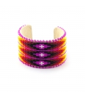 Very larg,NATIVE AMERICAN NAVAJO CUFF IN EMBROIDERED BEADS by Jacqueline Cleveland