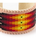 Very larg,NATIVE AMERICAN NAVAJO CUFF IN EMBROIDERED BEADS by Jacqueline Cleveland