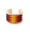 Very larg,NATIVE AMERICAN NAVAJO CUFF IN EMBROIDERED BEADS by Jacqueline Cleveland