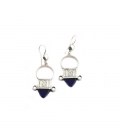 BOUCLES D'OREILLES TOUAREGS, EN ARGENT ET PERLES DE VERRE, POUR FEMME