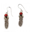 Silver and Stones Feather Earrings, from Native American Navajo, woman or girl