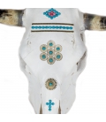 REAL COW SKULL WITH TURQUOISES AND BRONZE, BANDITAS CREATION