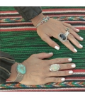 Parure Femme : Collier-Bracelet-Boucles, origine Amérindien Navajo, Argent et Pierres, ensemble ou séparément