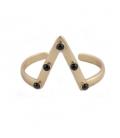 "STUDDED PEAKIN" CUFF, GOLD PLATTED AND ONYX, for women