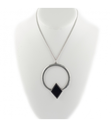 2 BANDITS "GARDEN ROUTE" necklace, silver PLATED and Onyx, for women